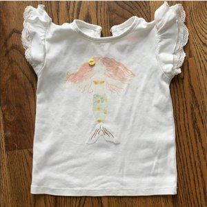 Pink Elephant  tee with mermaid and Ruffles